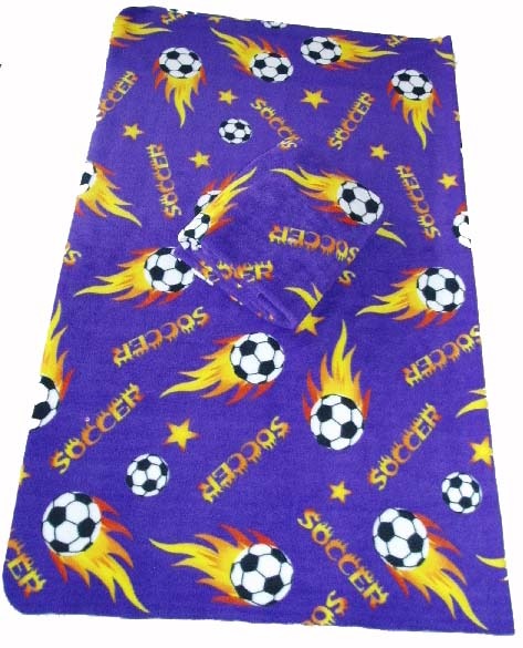 Soccer Ball Fleece Blanket w/ Tag 60x70 - Purple - £18.37 GBP
