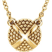 14k Yellow Gold Granulated X Necklace - £298.02 GBP