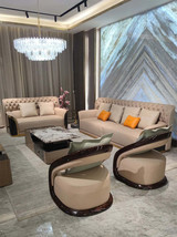 Italian light luxury leather sofa villa large high-end luxury straight row high  - £1,335.60 GBP+