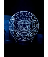 Ebros Wicca Triple Moon Goddess Pentagram Acrylic Panel Colorful LED Nig... - €25,73 EUR