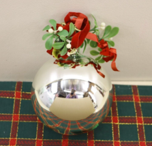 Vtg Silver Mercury Glass Kissing Ball Hanging Christmas Ornament Large 7&quot;+ - $39.19