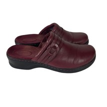 Clarks Leisa Womens Mules Size 8 W Burgandy Leather Slip On Comfort Shoes - $21.60