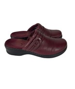 Clarks Leisa Womens Mules Size 8 W Burgandy Leather Slip On Comfort Shoes - £16.99 GBP