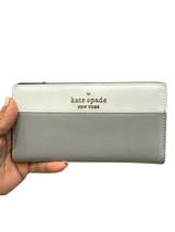 Kate Spade New York Staci Colorblock Large Slim Bifold Wallet Grey White - £46.47 GBP