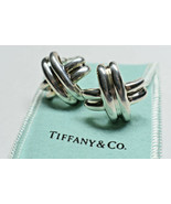 Tiffany &amp; Co Picasso Solid Silver Signature X Cross Kiss Earrings Pierced - £304.67 GBP