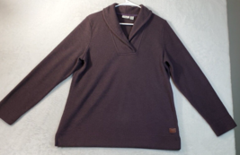 L.L. Bean Sweater Womens Size Medium Brown Long Casual Sleeve V Neck Slit Logo - £13.98 GBP