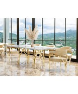 Luxury White Marble &amp; Gold Dining Table – Modern Elegance, Timeless Design - $2,591.80 CAD