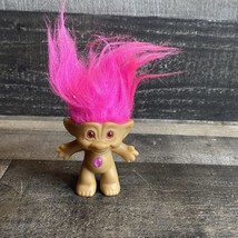 ACE Novelty Lucky Treasure Troll Doll PINK Hair &amp; eyes Wishstone Oval Je... - £8.20 GBP