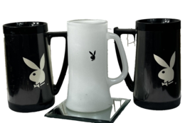 Lot Of 3 1970s Playboy Bunny Plastic Mug Original Retro THERMO-SERV™ &amp; Glass - £23.91 GBP