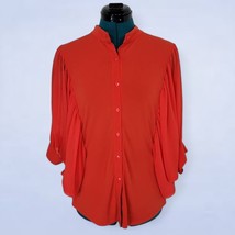 Joseph RIbkoff Vibrant Deep Orange Chiffon Blouse with Pleated Dolman Sleeves - £46.84 GBP