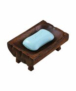 Thai Handcrafted Solid Wood Soap Dish with Drainage, Natural Teak Bathro... - $96.73 CAD