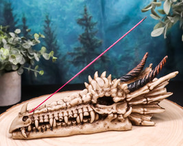 Ancient Fossil Dragon Head Skeleton Incense Burner Statue Prehistoric Di... - $20.95