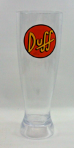 Duff Beer Glass The Simpsons Clear Plastic 8 3/4&quot; Tall - £11.69 GBP