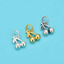 S925 Pure Silver Vintage Cherry Pendant Crystal Bracelet Necklace DIY Ha... - €6,77 EUR+