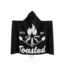 Custom Hooded Fleece Blanket: "Let's Get Toasted" Campfire Design, Cozy Warmth a - $74.16