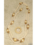 Vintage Costume Jewelry Faux Pearl Necklace &amp; Pin - £6.17 GBP