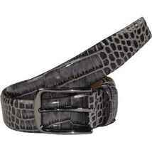 Men Genuine Leather Belt PIERO ROSSI Turkey Soft Crocodile print 1014 Gray image 3