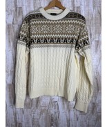 Vintage 70 JC Penney Nordic Fair Isle Cable Knit Acrylic Sweater Mens XL - $69.94 CAD