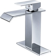 Bwe Bathroom Faucet Chrome Modern Waterfall Single Hole Bathroom Sink Faucet - £36.87 GBP
