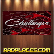 CHALLENGER Inspired Art Silver on Red Flames Aluminum Vanity license plate Tag - £15.45 GBP