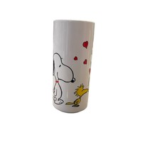 VTG Snoopy Woodstock Peanuts Love Is What Its All About Tall Mug White 1965 - £23.73 GBP