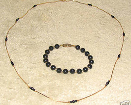 Vintage Costume Jewelry Gold/Bead Necklace &amp; Bracelet - £5.44 GBP