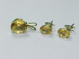 CITRINE Stud EARRINGS and PENDANT SET - Vintage - FREE SHIPPING - £48.25 GBP