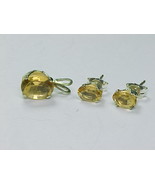 CITRINE Stud EARRINGS and PENDANT SET - Vintage - FREE SHIPPING - £47.90 GBP