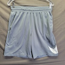 Nike Dri Fit Big Swoosh Athletic Shorts Men Sz L Gray White Activewear Breathabl - £11.00 GBP