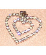 Vintage Costume Jewelry Double Heart Rhinestone Pendant - £5.46 GBP