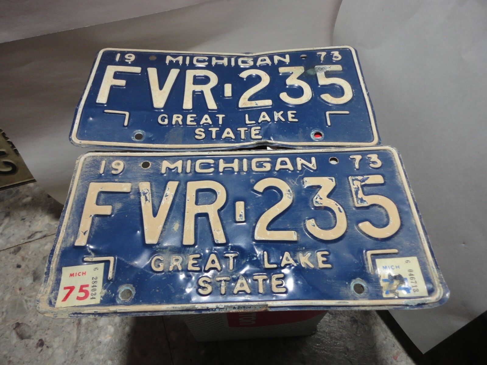Primary image for 1973 MICHIGAN STATE LICENSE PLATES MATCHED SET FVR-235 FORD CHEVY PONTIAC DODGE