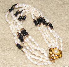 Vintage Seed Pearl Multi-Layer Bracelet with Gold Clasp - £5.46 GBP