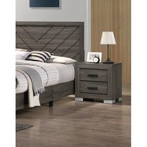Bedroom Furniture Traditional Look Unique Wooden Nightstand - Gray - £142.46 GBP