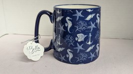 Nautical Bella 10 Strawberry Street Coffee Mug Cobalt Blue Fish Seashell... - $18.97