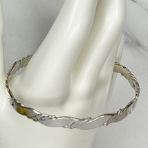 Vintage Mexico Silver Tone Flat Braided Bangle Bracelet - £18.59 GBP