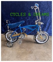 12&quot; CUSTOM LOWRIDER BIKE IN BLUE, GOLD 7 CHROME, 52 SPOKES WHEELS, TWIST... - £661.94 GBP