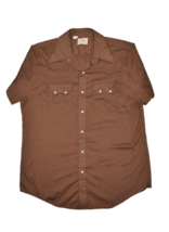 Vintage Dee Cee Shirt Mens 17 Brown Western Pearl Snap Short Sleeve Made in USA - £18.77 GBP