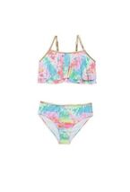 Girl&#39;s Tie Dye Two Piece Swim Suit by Betsey Johnson, Sz: XL (14) Gold Logo - €15,37 EUR