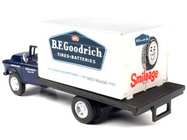1957 Chevrolet Box Truck Dark Blue with White Top &quot;BFGoodrich&quot; 1/87 (HO) Scal... - £24.82 GBP