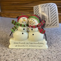 Blossom Bucket Snowmen “Good friends are like snowflakes…” Christmas Figurine - £10.68 GBP