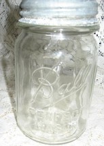 Ball Perfect Mason Jar #1- Zinc Lid- Gripper Sides-Clear Glass-1915-1923 - $12.00
