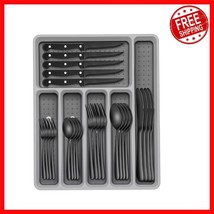 Rust-Proof Black Flatware Set for 8 with Organizer - 49-Piece  Collection - $87.29