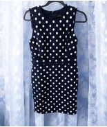 NWT J CREW Sheath Dress Navy Blue White Polka Dot Sleeveless Size 10P - $45.49