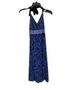 Donna Morgan Halter Sundress Blue & Black Stretch Size 8 - $23.73