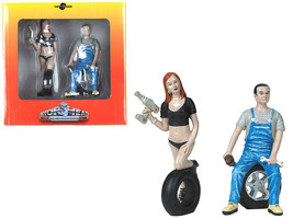 Michele Derek Tire Brigade 2 piece Figurine Set 1/18 Motorhead Miniatures - £27.14 GBP