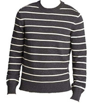 allbrand365 Mens Striped Long Sleeves Pullover Sweater, Smoke White Size... - £38.87 GBP
