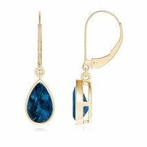 London Blue Topaz Pear-Shaped Drop Earrings in 14K Gold (Grade-AAA , 8x5MM) - £367.06 GBP