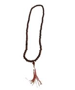 Brown Wooden Bead Necklace 30 Inch Strand Tassel Boho Minimalist - $12.60