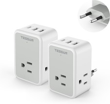 2 Pack European Travel Plug Adapter US to Europe Power Converter with 3 Outlets  - £35.84 GBP