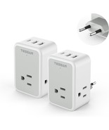 2 Pack European Travel Plug Adapter US to Europe Power Converter with 3 ... - £35.70 GBP